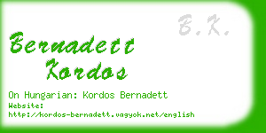 bernadett kordos business card
